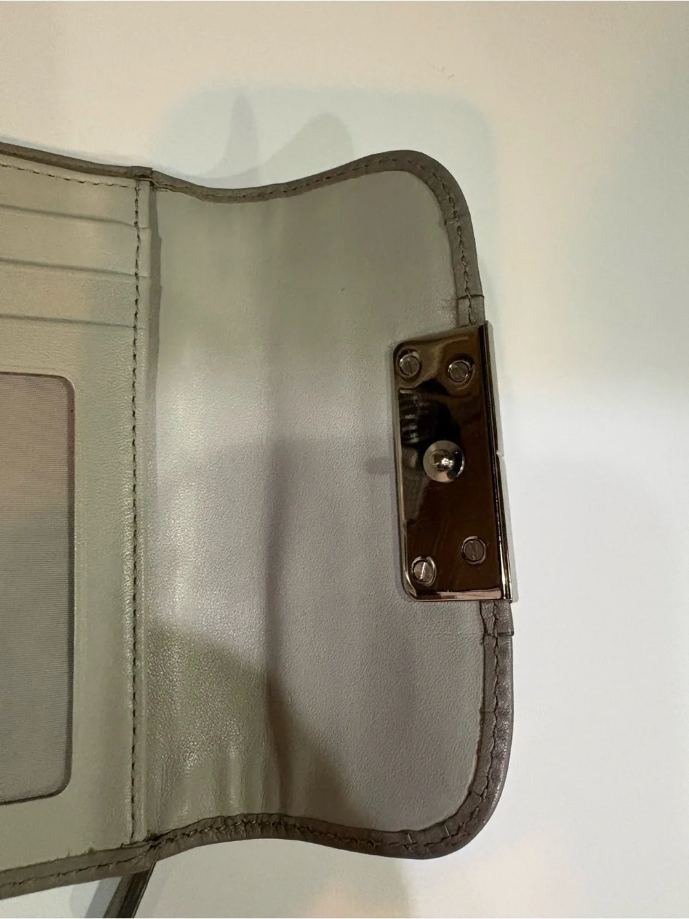 Vintage Coach Gray/Taupe Leather Kristin Wallet with Silver-Tone Hardware